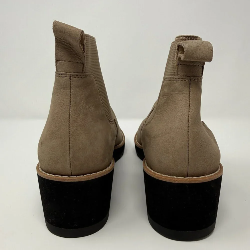 Eileen Fisher Lilou Suede Ankle Boot Women's 7 Tan Wedge Bootie Minimalist NWT